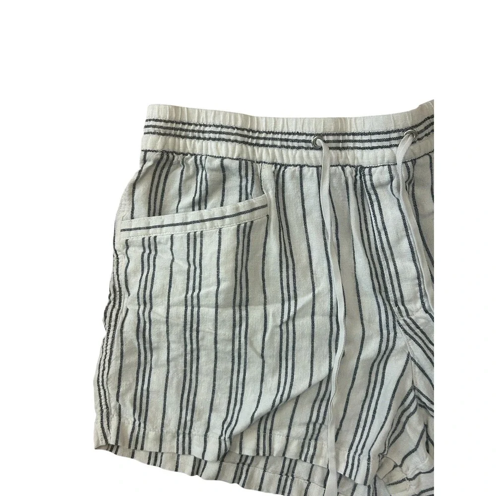 GAP Linen Blend Black Stripe Drawstring Shorts SZ L